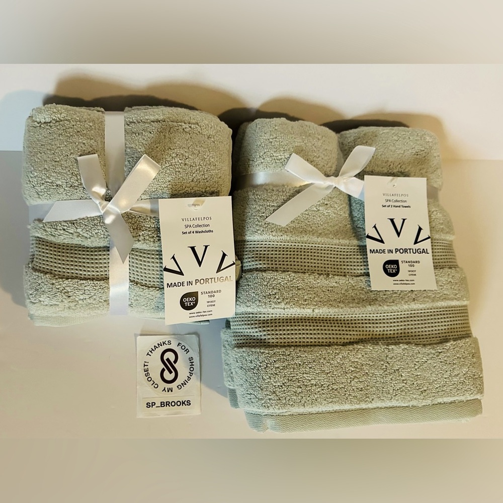 🎁6PC VILLAFELPOS Spa Collection - Hand & Wash Towel Set - Portugal Green